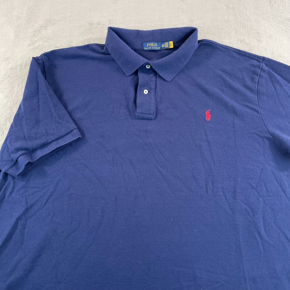 Polo Ralph Lauren Polo Shirt Men 3XB Big Navy Blue Short Sleeve Red Pony Preppy‎